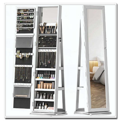 Miroir pivotant sur 360 ° avec tablettes de rangement