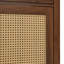 Meuble-lavabo de salle de bain avec lavabo SMC, grande armoire de rangement moderne avec tiroirs à fermeture en douceur et portes en rotin, boutons en métal argenté et 5 pieds en pin,