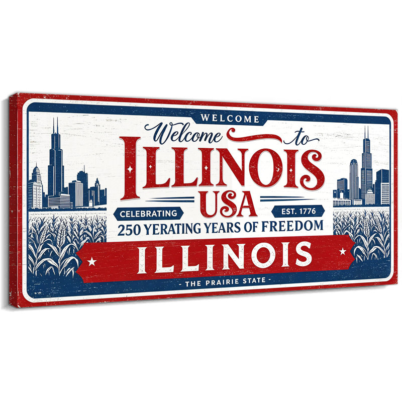 Art mural sur toile Timuba Illinois - Patriotic Americana, H 12 po x l 24 po