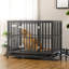 Caisse pour chien robuste en métal avec cage et cage - 44,8 po x 29,5 po x 34,8 po - Acier - Parc pour chien - Noir - Facile à nettoyer - Sécuritaire