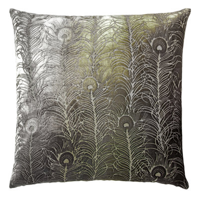 Peacock Feather Square Velvet Pillow Cover & Insert