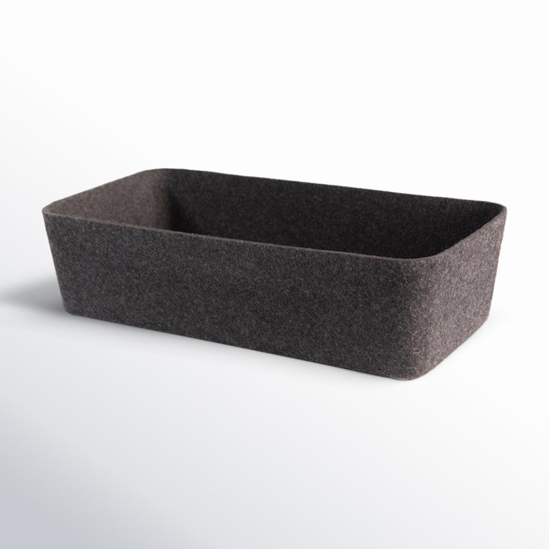 Sculpted Felt Storage Long Bin, Carbon