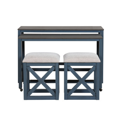 Bencion 55" Long Rolling Console & 2 Stool Set by Longshore Tides