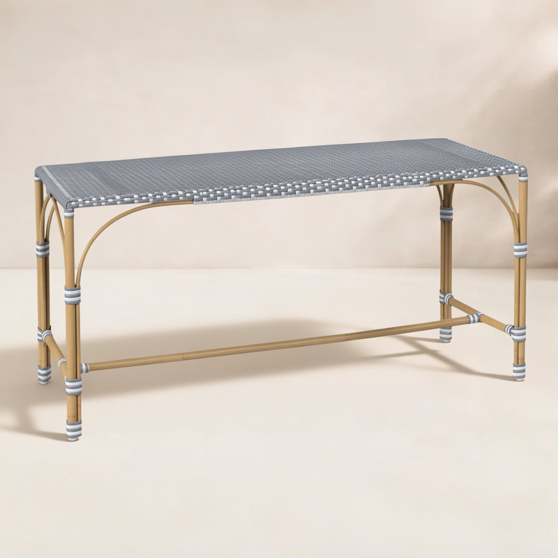 Tobias Outdoor Rattan Rectangular Dining Bench, Gray