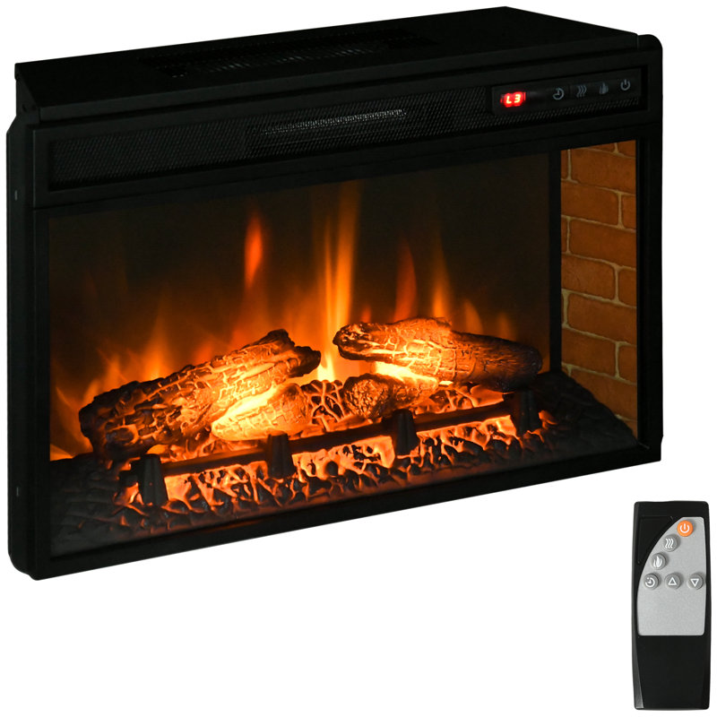 Retro Recessed Fireplace Heater with Realistic Log Flame