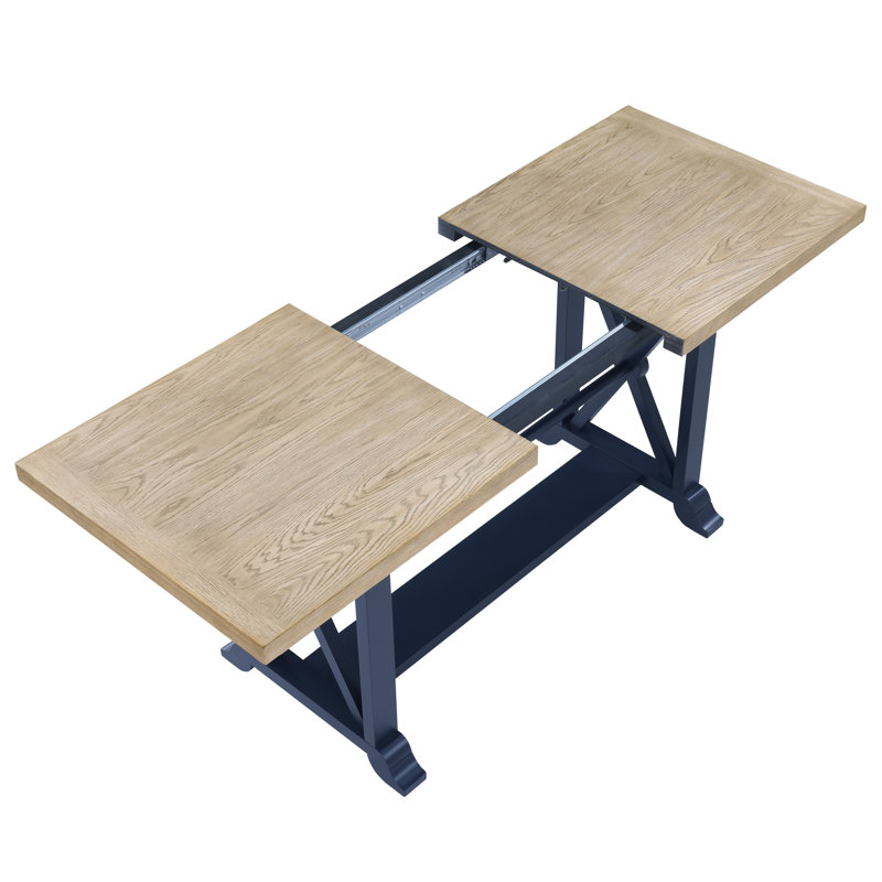 Ensemble de salle à manger extensible Darcy, Bleu, 5 pièces: table, 4 chaises