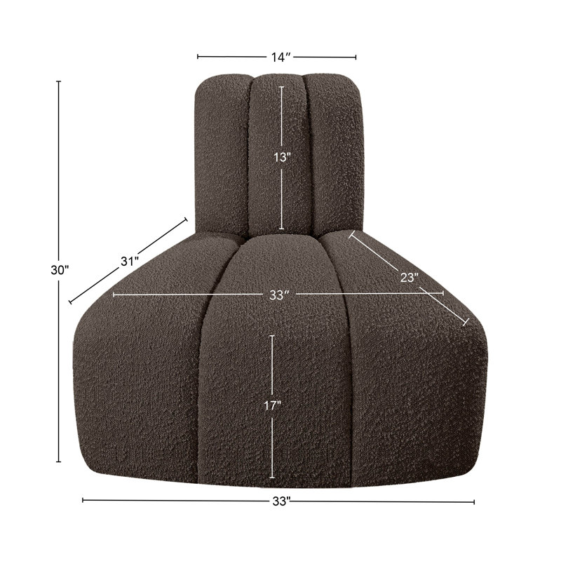 Chaise d'appoint rembourrée Hovanec, Tissu brun bouclé