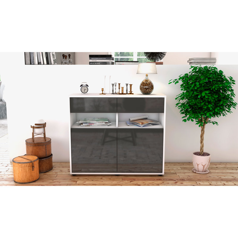 Portola 92cm Sideboard, White/High gloss grey