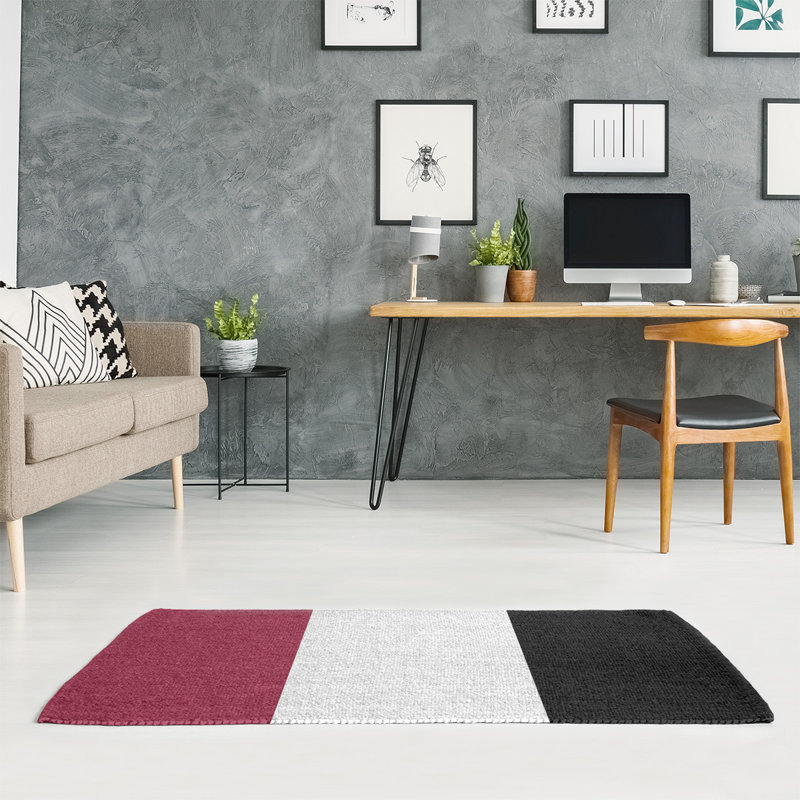 Tapis rouge/blanc de football arizona, Rectangle 5 pi x 7 pi, Oui