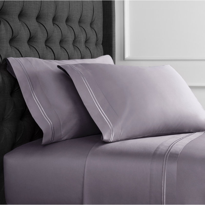 Benin Embroidered 1000 Thread Count 55% Cotton / 45% Polyester Sheet Set, Gray