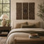 Ensemble de décoration murale en bois sculpté à la main à motif floral en bois brun avec mandala