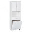 Armoire de salle de bain haute avec panier à linge, panier à linge inclinable et armoire de rangement supérieure, armoire d'entrée-1185667834