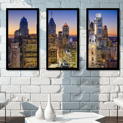 Philadelphia, Pennsylvania, USA Downtown Skyline - 3 Piece Picture Frame Photograph Print Set on Acrylic -  Picture Perfect International, 704-4484-1224
