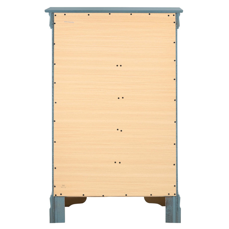 Black Wood 5-Drawer Lingerie Chest with Dovetail Drawers
