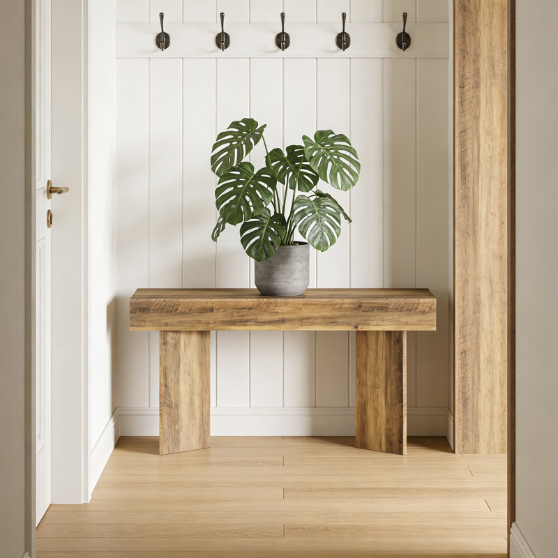 Console large avec pieds en bois