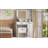 Farmhouse Makeup Vanity Desk with Mirror and Lights, 3 Lighting Modes, Vanity Set with Stool, Dressing Table with Adjustable Shelves,2 Drawers and Side Cabinet for Bedroom