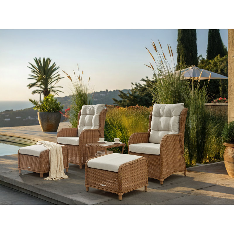 Ponza Wicker 2 - Person Garden Lounge Set with Cushions