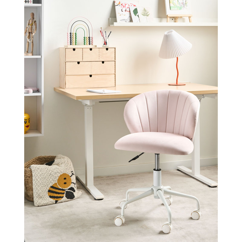 Velvet Office Chair, Pastel Pink