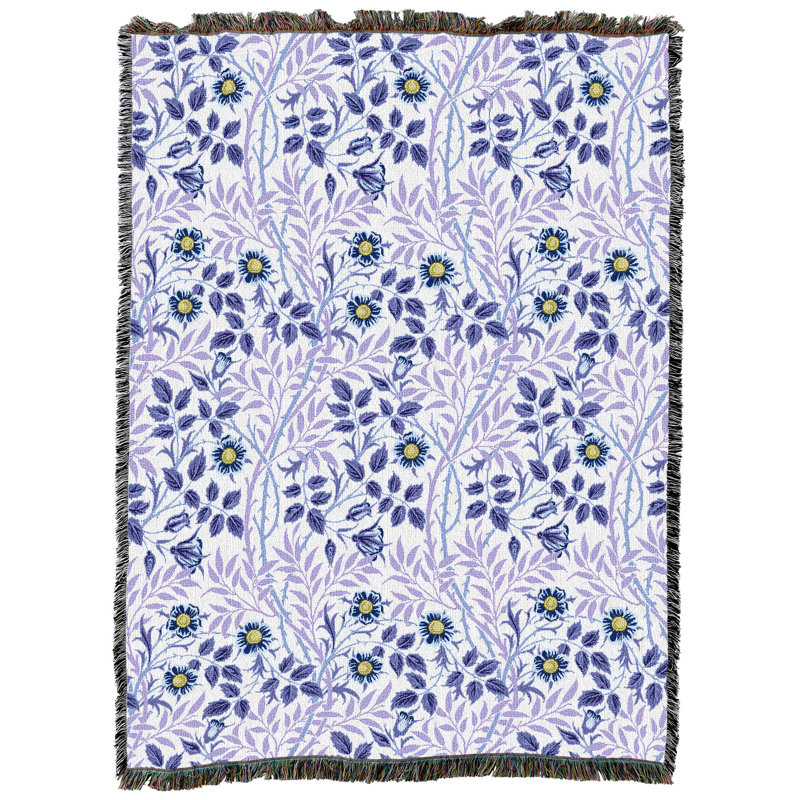 Couverture lavande Pure Country Weavers William Morris Sweetbriar - Artisanat d'art - Jeté en coton tissé à la main - fabriqué aux États-Unis (72 x 54)