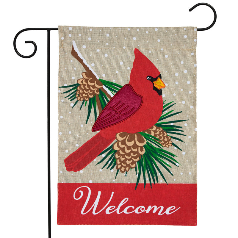 Drapeau de jardin Cardinal Winter Burlap