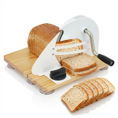 Collapsible Manual Bread Slicer with Hand Crank, Foldable Wooden Board&Steel Fence, Adjustable Thickness Bread Cutter for Even Slices, Classic Hand Crank Bread Slicer for Homemade & Commercial