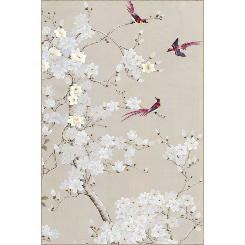 Tapis décoratif lavable à la machine Floral and Bird Creative, Rectangle 3 pi 11 po x 5 pi 11 po