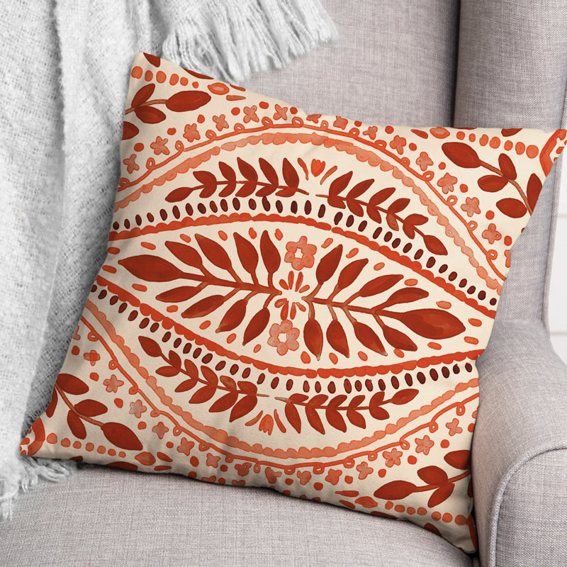 Housse et insert de coussin extérieur d'extérieur, Orange, Floral 4