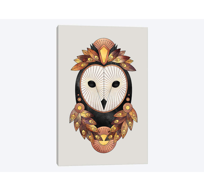 « hibou ii », impression sur toile, H 18 po x l 12 po x P 1,5 po, Toile tendue, Pas de tapis