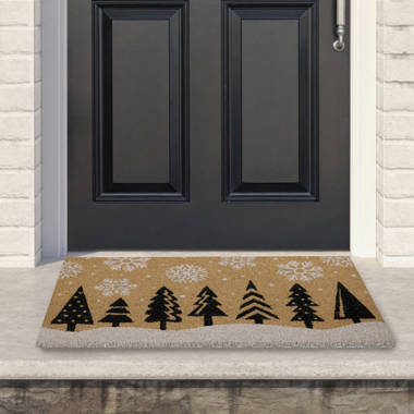  WHOMEAF Christmas Black Tree Doormat Winter Cold Forest  Snowflake Xmas Door Mats Entrance Low Profile Front Mat Christmas Rugs Non  Slip Floor Mat in/Outdoor for Home Patio Decor (17x29 in) 