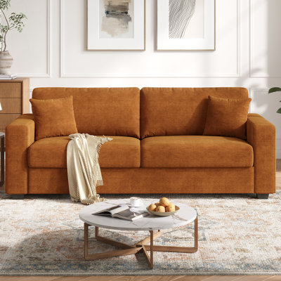 87” Chenille Fabric 2-seater Sofa, Comfy Deep Seat Sofa, Modern Large Loveseat Couch With Wide Armrest& Pillows, Wood Frame Home Sofa Couch For Living Room Apartment