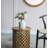 D5.9x7.9" Round White/Gold Vase