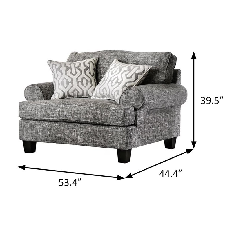 53.4" W Transitional Chair, Gray