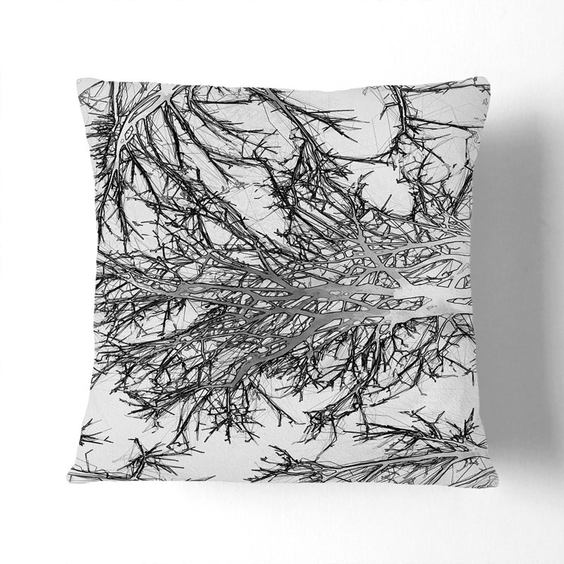 Tree Branches in Central Park New York Cushion with Filling, White, 40cm H x 40cm W x 15cm D