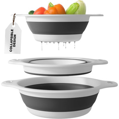 Passoires pliables (ensemble de 3) passoires à nourriture avec base de drainage d'eau pour évier pour fruits et légumes de pâtes