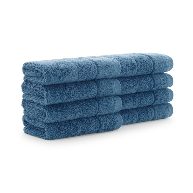 Teyvione Turkish Cotton Washcloths (Pack of 8), Copen Blue