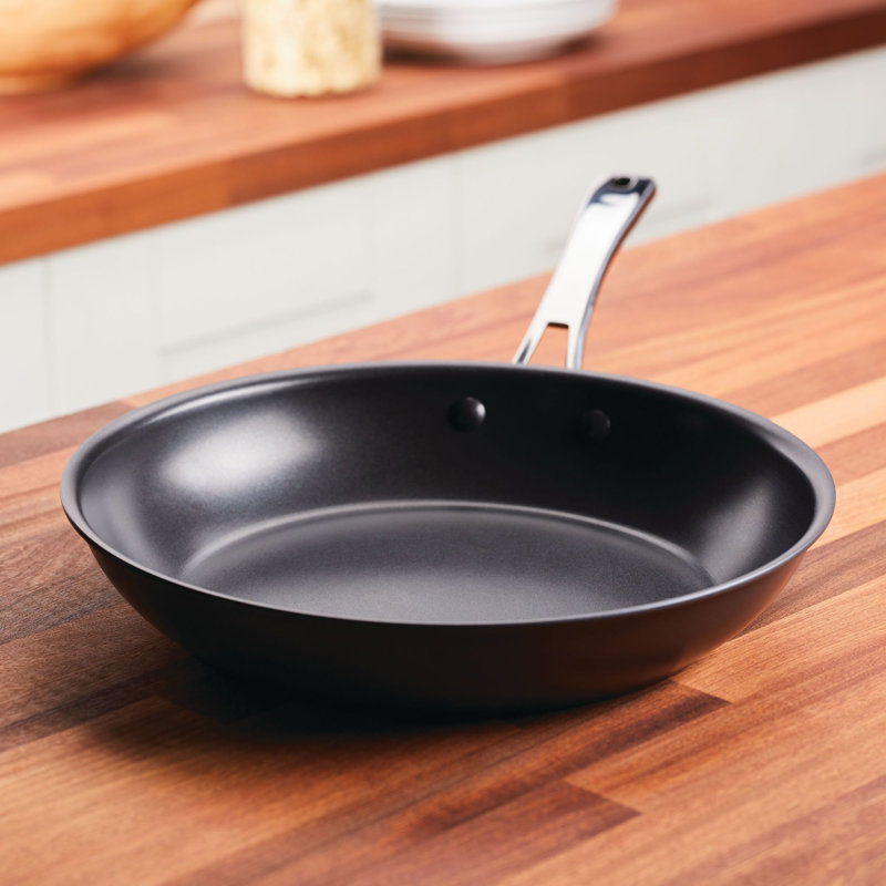 12.5-Inch Black Aluminum Nonstick Frying Pan with Ceramic Coating