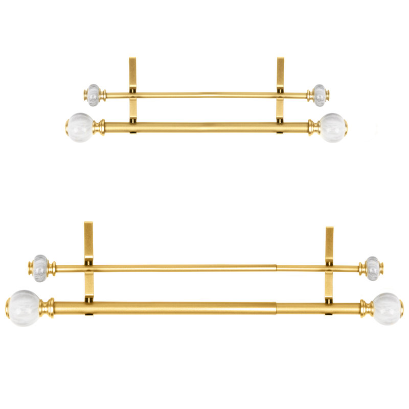 Tringle à rideaux double classique en métal de 1 po de diamètre, 84" - 120", Doré