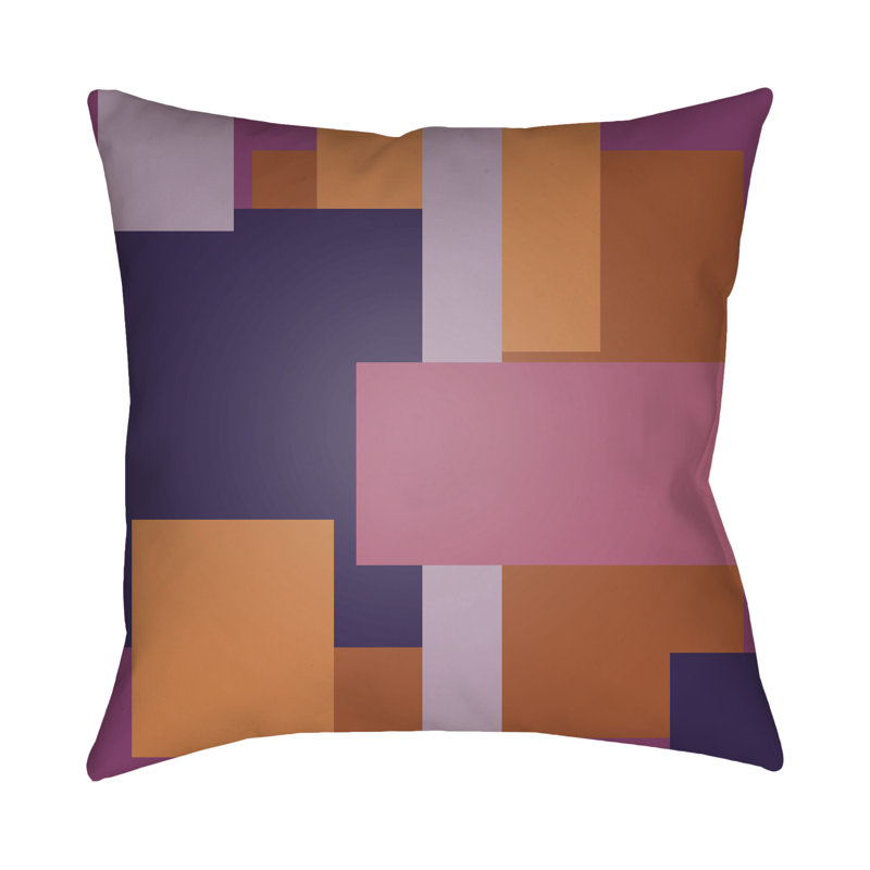 Coussin intérieur / extérieur Moderne, H 20 po x l 20 po x P 4 po, Rose / orange / mauve