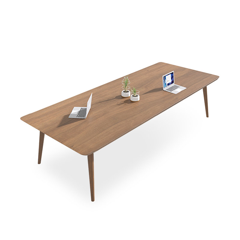 Table de conférence rectangulaire en bois massif brun noisette, H 29,53 po x L 78,74 po x l 35,43 po