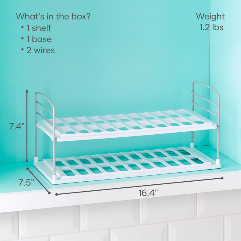 Adjustable 2-Shelf Wide Steel Bottle & Mug Organizer