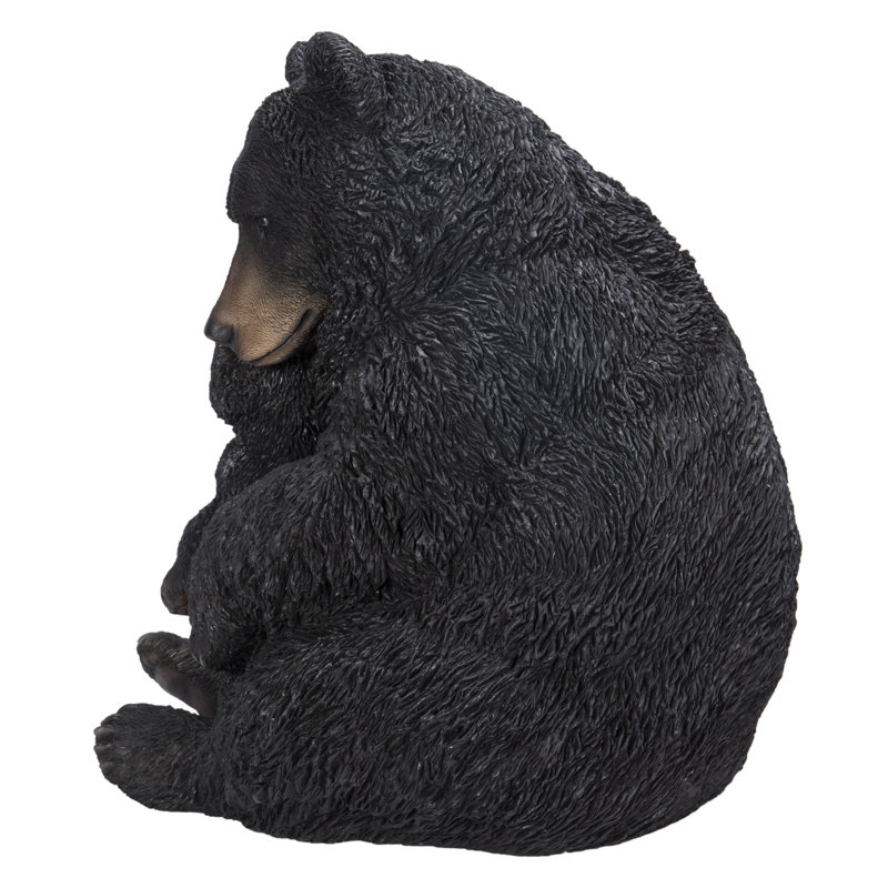 Large Black Polyresin Bear Mother and Child Garden Statue