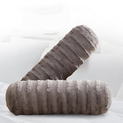Cheer Collection Faux Fur Bolster Pillow