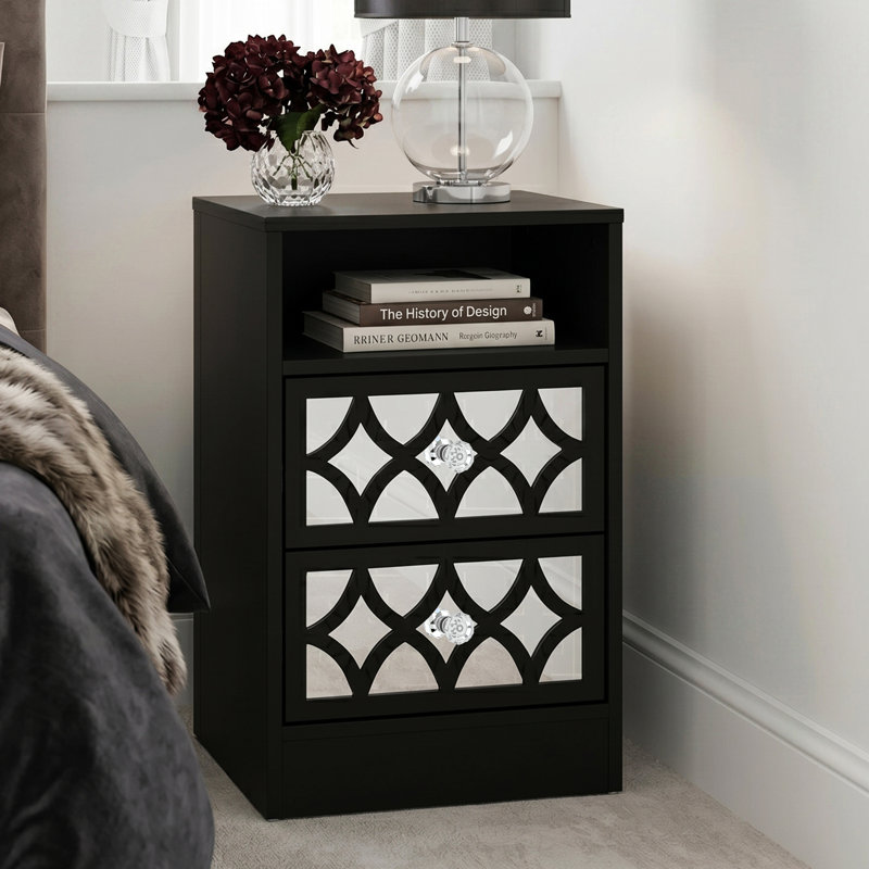 Bowen Adreille 2 Drawer Bedside Table, Black