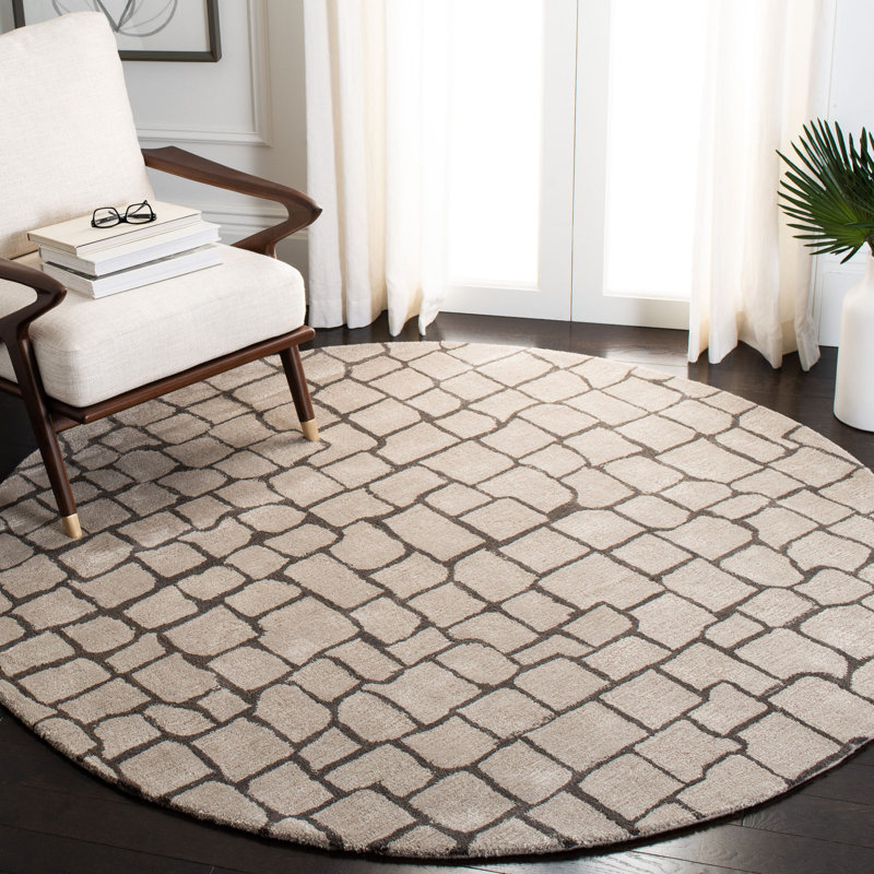 Soho Hand Tufted Wool Pile Geometric Rug, Round 6'
