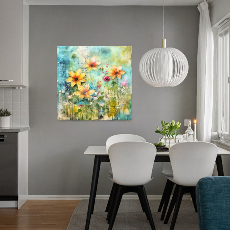 Vibrant Garden Flowers Abstract Contemporary Flower Plant Wall Art Print by Andrea Haase - Wrapped Canvas Print