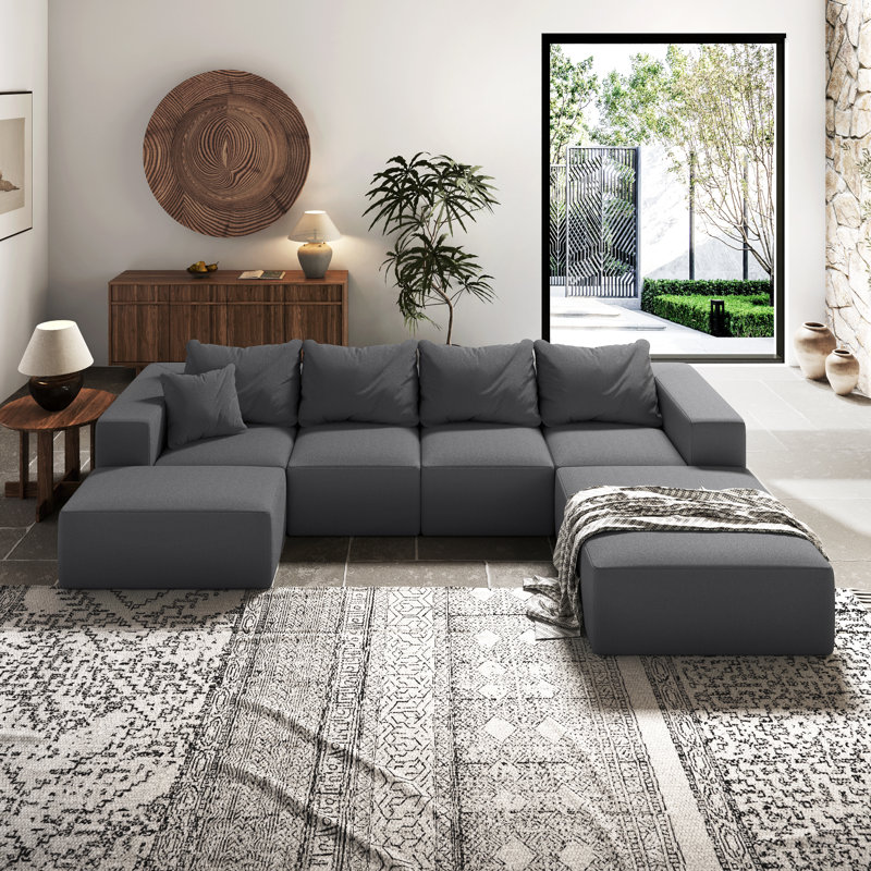 Canapé modulaire rembourré Boneless L de 132 po, Beige