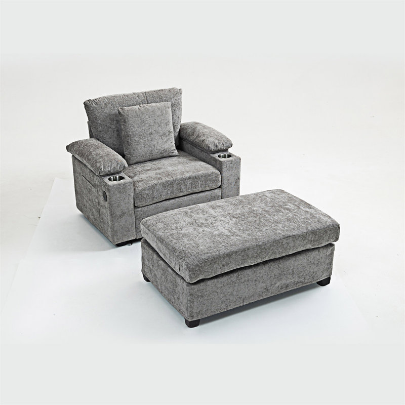 Chaise d'appoint rembourrée avec repose-pieds, Gris