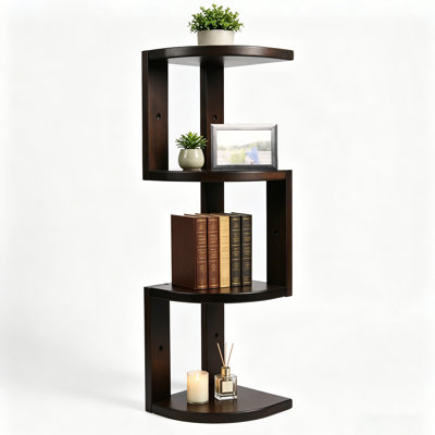 Corner Shelf, 4 Pieces, USA-Grown Solid Hickory Hardwood