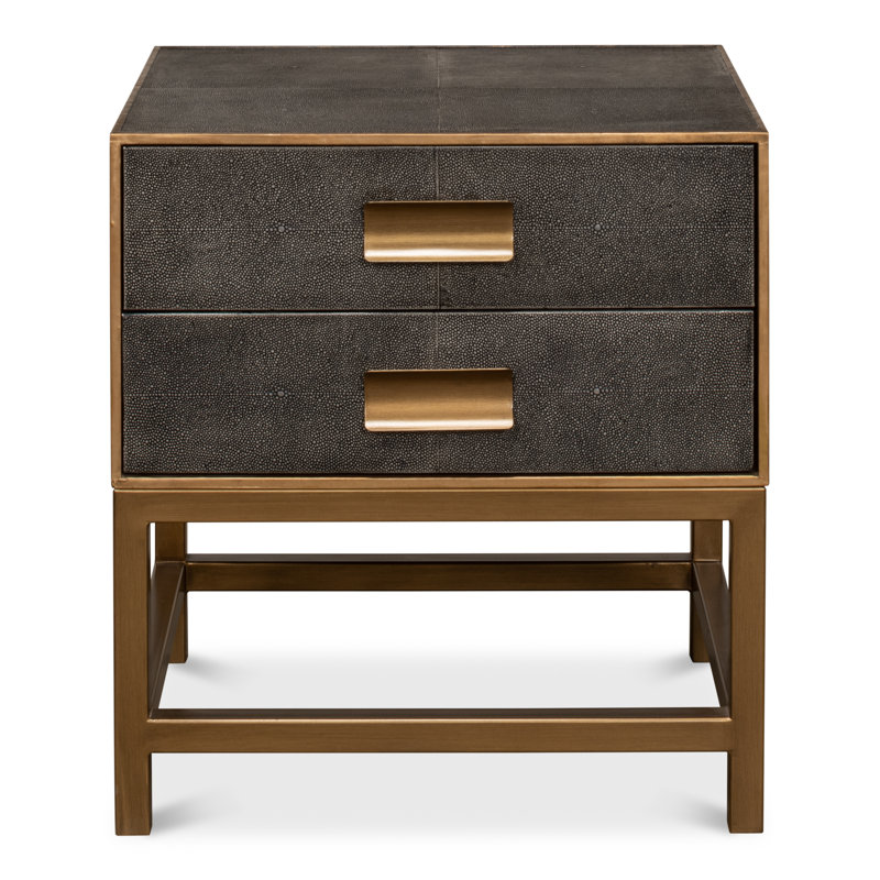 Shagreen 2 - Drawer Solid Wood Nightstand, Antique Gray