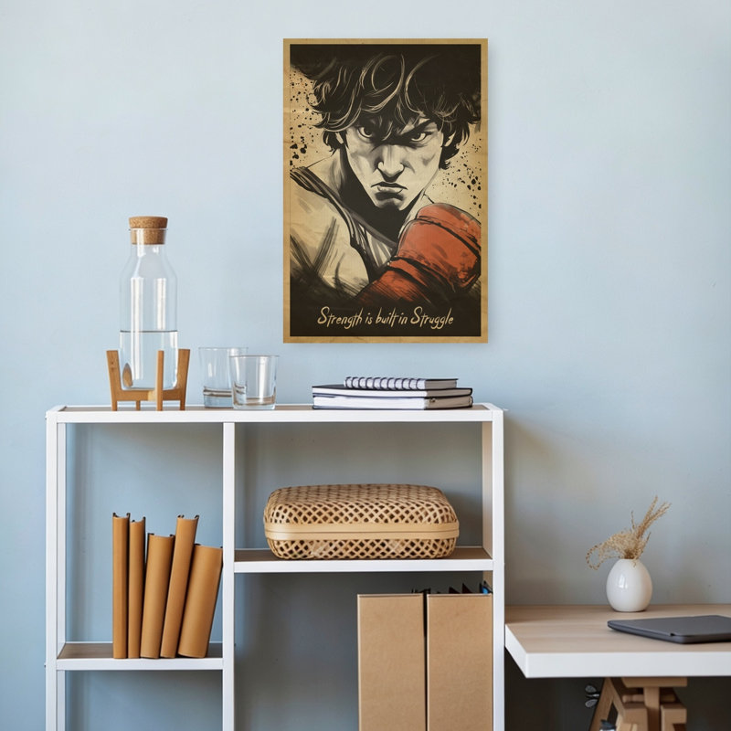 Portrait d'art rétro déterminé, reproduction d'art mural rétro, 18" H x 12" W
